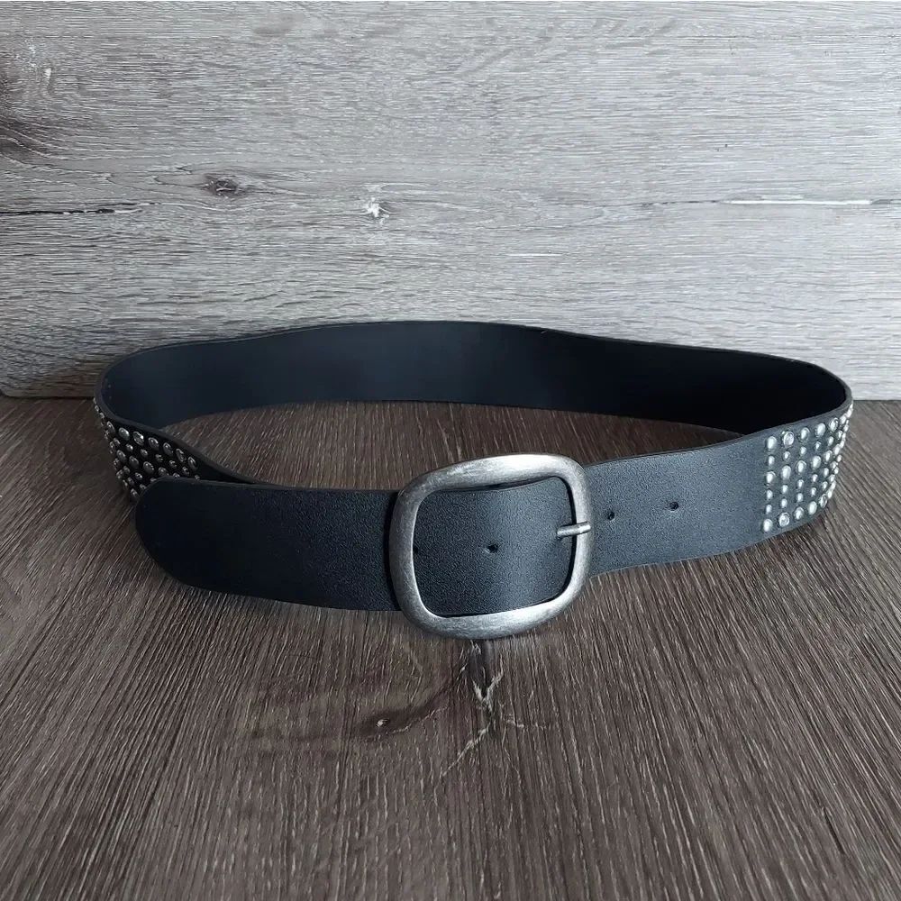 Black Studded Belt 38" Long